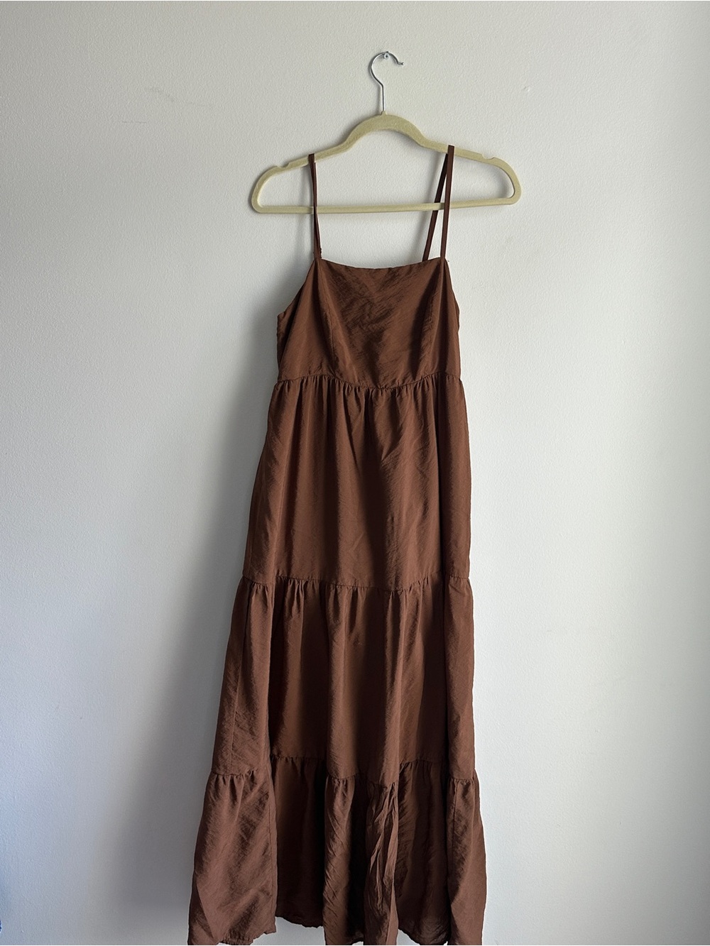 Nine West Brown Tiered Maxi Dress with Spaghetti Straps